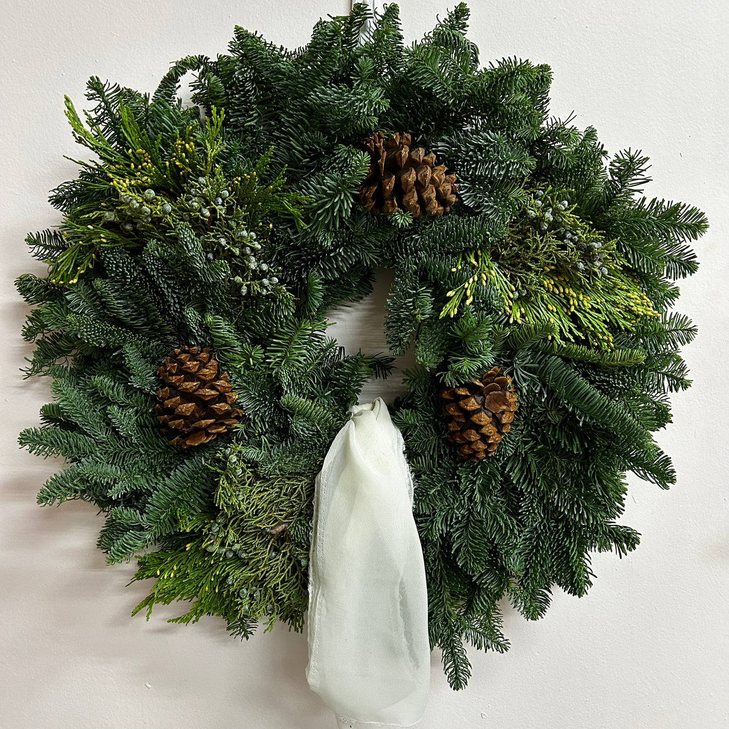 Mixed Greens & Pinecone Wreath