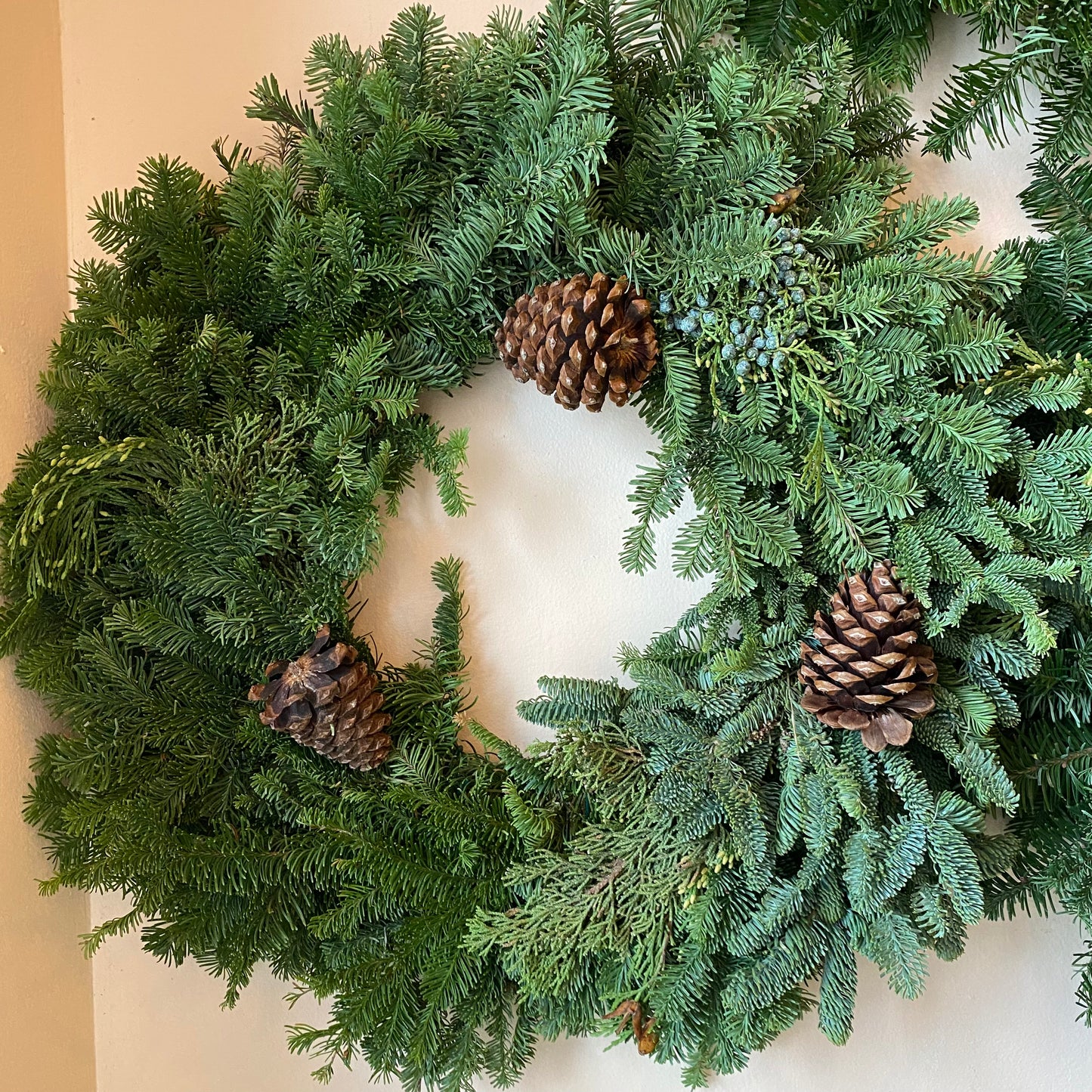 Mixed Greens & Pinecone Wreath